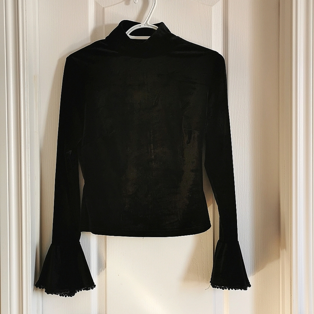Misguided Suede Black Turtleneck Blouse